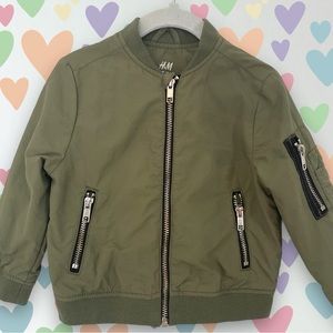 *** BOMBER MILITARY JACKET *** Boys size 3T. Military green by H&M. LIKE NEW.